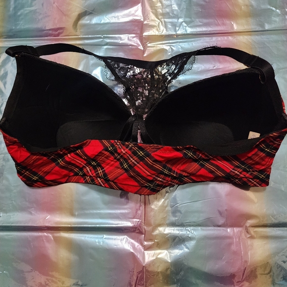 *DONATED*5/$25 46DD [Lane Bryant x Cacique] Boost Plunge Plaid & Lace Bra -Front - Picture 3 of 14